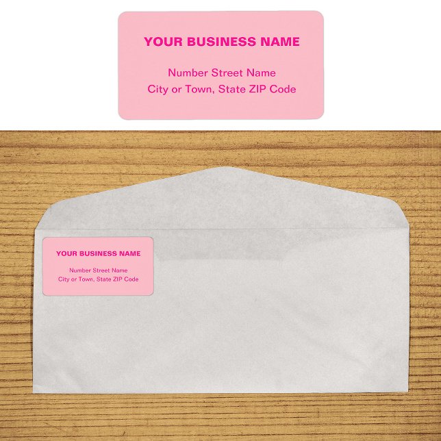 Etiqueta Rótulo de Endereço de Textos Simples Rosa Monocrom (Monochrome blue plain text business address label)