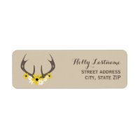 Rótulo de Endereço Deer Antlers + Wildflower