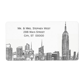 Etiqueta Rótulo de Endereço Digitalizado NYC Skyline 01A