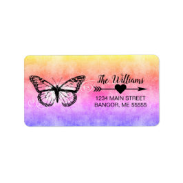 Etiqueta Rótulo de Endereço do Arco-Íris da Borboleta Monar