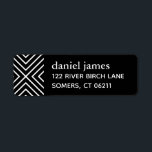 Etiqueta Rótulo de Endereço do Bar Moderno Preto Mitzvah<br><div class="desc">Esta etiqueta personalizada de endereço padronizada apresenta um padrão moderno e o seu nome e endereço. Adicione suas informações no formulário de modelo.</div>