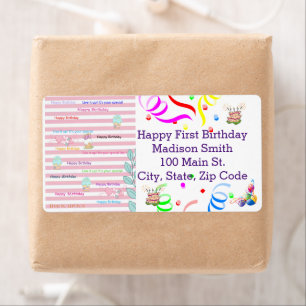 Etiqueta Rótulo de Endereço do Cupcake FUN de Aniversário F