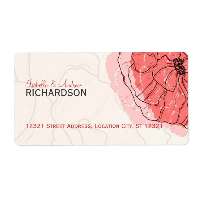 Etiqueta Rótulo de Endereço do Delicate Poppy Flowers (Frente)