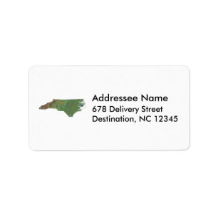 Etiqueta Rótulo de Endereço do Mapa da Carolina do Norte