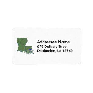 Etiqueta Rótulo de Endereço do Mapa da Louisiana