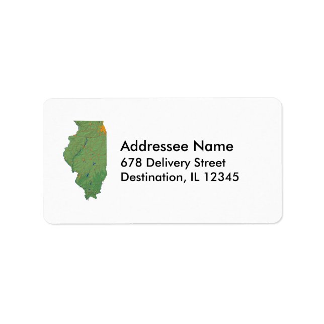 Etiqueta Rótulo de Endereço do Mapa de Illinois (Frente)