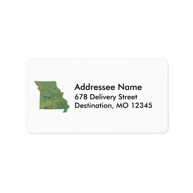 Etiqueta Rótulo de Endereço do Mapa do Missouri (Frente)
