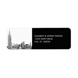 Etiqueta Rótulo de Endereço do NYC Skyline 01 Etch DIY BG