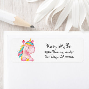 Etiqueta Rótulo de Endereço do Rainbow Unicorn Girls