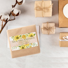 Etiqueta Rótulo de Endereço Floral de Girassol Amarelo-Bril
