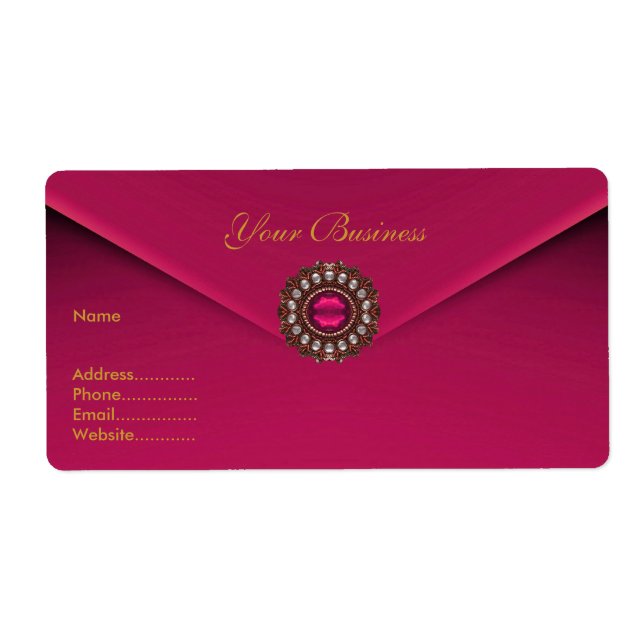 Etiqueta Rótulo de Endereço Joia de Veludo Rosa (Frente)