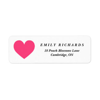 Etiqueta Rótulo de Endereço Minimalista do Coração Rosa-Que