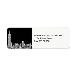 Etiqueta Rótulo de Endereço NYC Skyline 01 Etch DIY BG