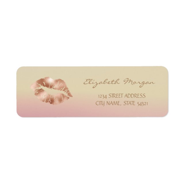 Etiqueta Rótulo de Endereço Ombre Lábios Rosa Dourado Femin (Frente)