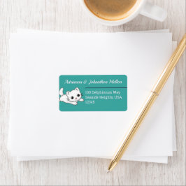 Etiqueta Rótulo de Endereço Personalizado com Gato Adorável