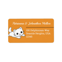 Etiqueta Rótulo de Endereço Personalizado de Gato Adorável 
