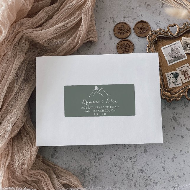 Etiqueta Rótulo de Endereço RSVP de Casamento de Montanha B (Criador carregado)