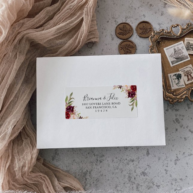 Etiqueta Rótulo de Endereço RSVP de Casamento Floral Rustic (Criador carregado)