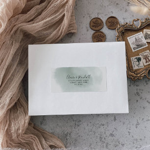 Etiqueta Rótulo de Endereço RSVP Verde e Branco da Caligraf