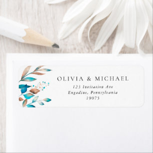 Etiqueta Rótulo de Endereço Russo de Casamento marinho Verd