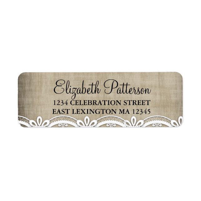 Etiqueta Rótulo de Endereço Rustico de Lace & Linen (Frente)