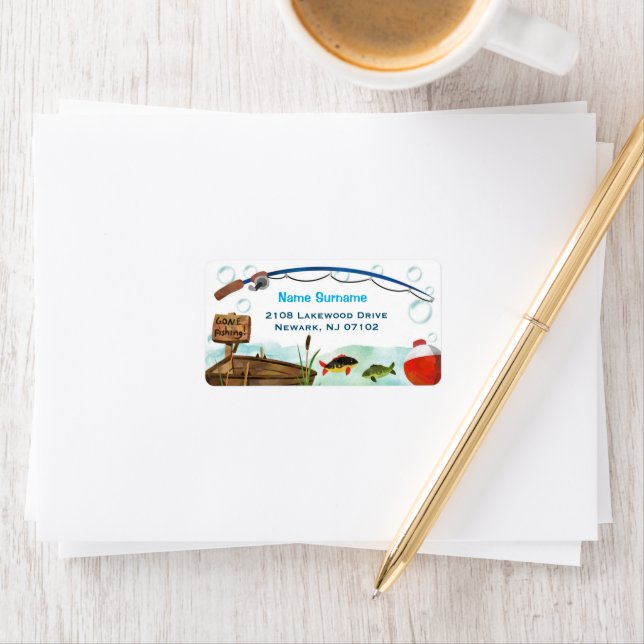 Etiqueta Rótulo de endereço temático de pesca perdido (Insitu)