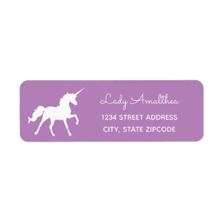 Etiqueta Rótulo de Endereço Unicorn Roxo