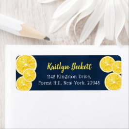 Etiqueta Rótulo de Fatias de Limão em Aquarela