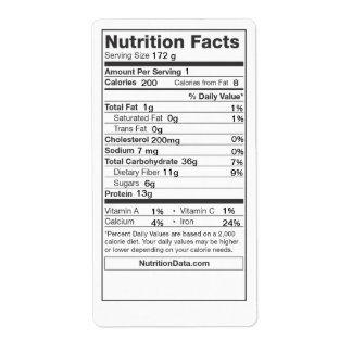 Etiqueta Rótulo de Fatos Nutricionais (Canning, Farmers Mar