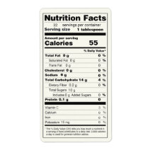 Rótulo de Fatos Nutricionais da Comida de Geleia