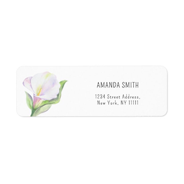 Etiqueta Rótulo de flor de lírio Calla em aquarela (Frente)