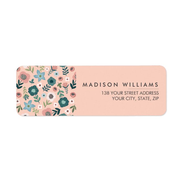 Etiqueta Rótulo de Flores Modernas Mínimas Personalizadas (Frente)