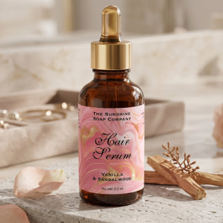 Etiqueta Rótulo de Frasco com Conta-Gotas Rosa e Dourado De