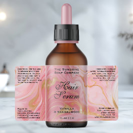 Etiqueta Rótulo de Frasco com Conta-Gotas Rosa e Dourado De