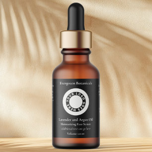 Etiqueta Rótulo de frasco conta-gotas de cosméticos preto c