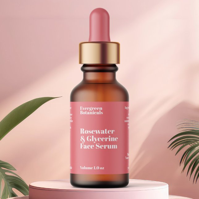Etiqueta Rótulo de Frasco de Conta-gotas de Cosméticos Rosa (Criador carregado)