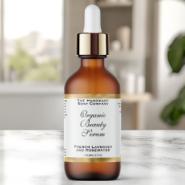 Etiqueta Rótulo de Frasco de Cosméticos Branco & Dourado