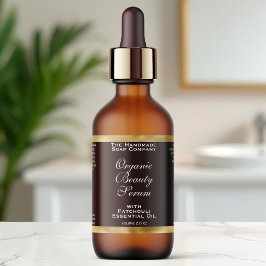 Etiqueta Rótulo de Frasco de Cosméticos Marrom e Dourado