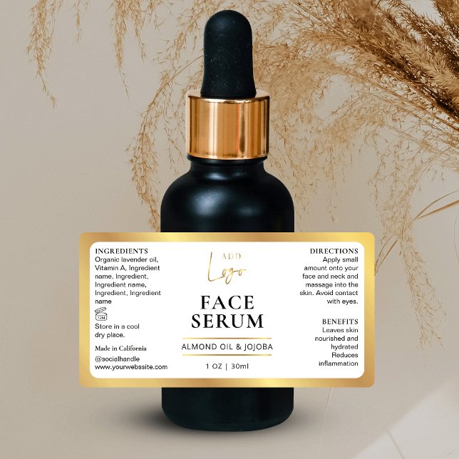 Etiqueta Rótulo de Frasco de Dropper OZ do Cosmético Branco (Create branded labels for your small skincare bottles using this label *verify size*)