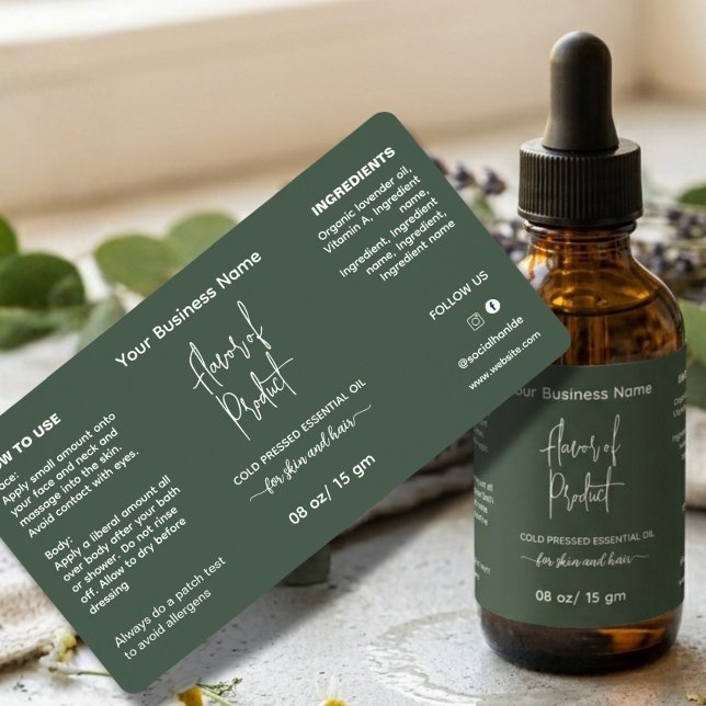 Etiqueta Rótulo de Frasco de Óleo Essencial Herbal Caseiro  (Criador carregado)