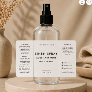 Etiqueta Rótulo de Frasco de Spray de Linho 4oz