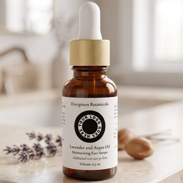 Etiqueta Rótulo de garrafa conta-gotas de cosméticos branco (Criador carregado)