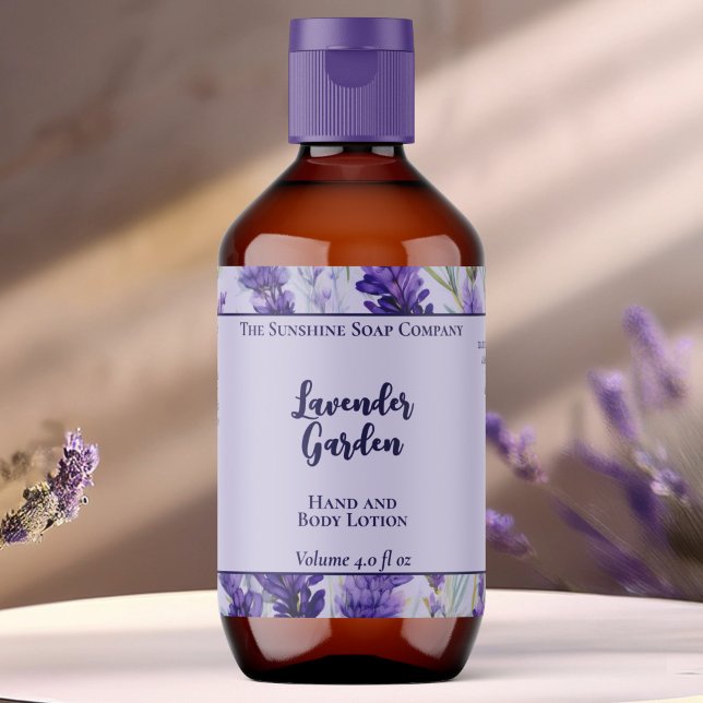 Etiqueta Rótulo de Garrafa de Cosméticos de Jardim de Lavan (Criador carregado)