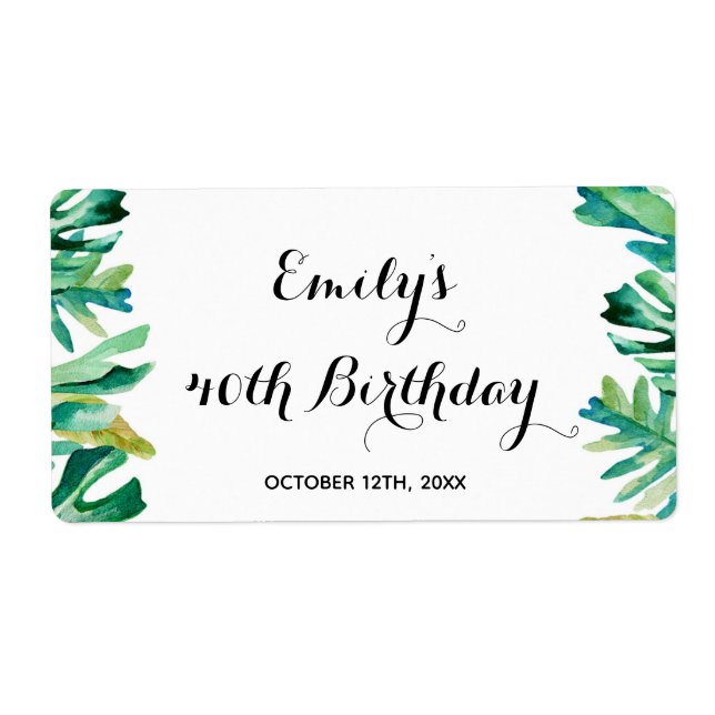 Etiqueta Rótulo de garrafa de mini champanhe botânica tropi (Frente)