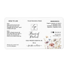 Etiqueta Rótulo de Garrafa de Óleo Essencial Floral Adicion