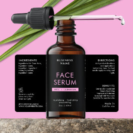 Etiqueta Rótulo de Garrafa Preto e Rosa Moderno de 2 OZ