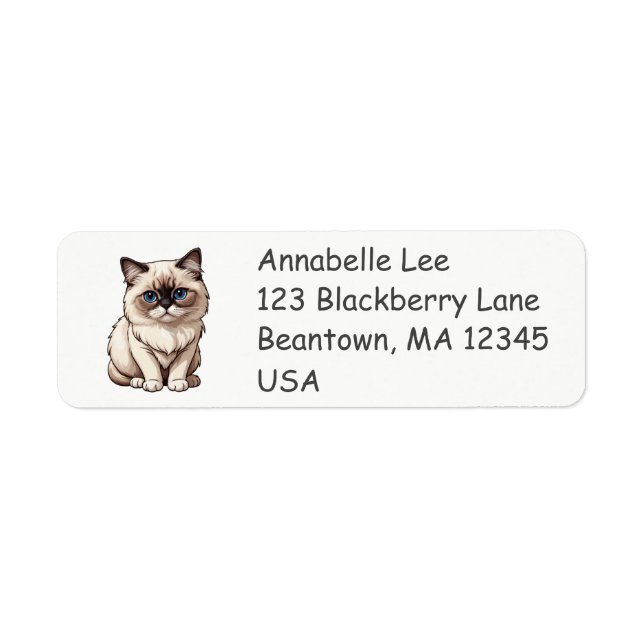 Etiqueta Rótulo de Gato Birman Fofo (Frente)