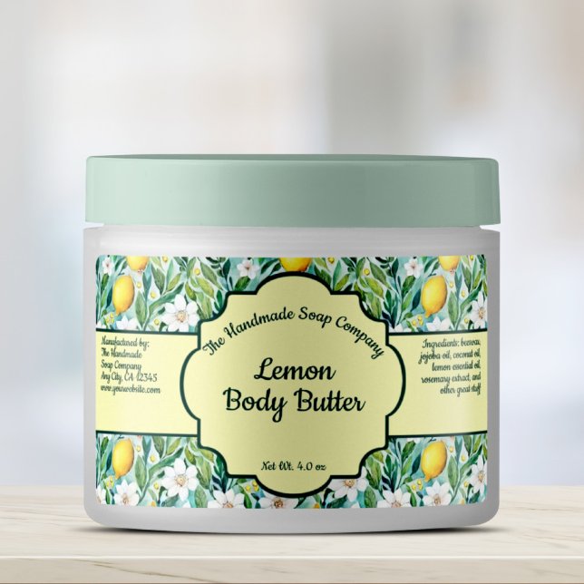 Etiqueta Rótulo de Jar de Cosméticos Lemon - 1 (Criador carregado)