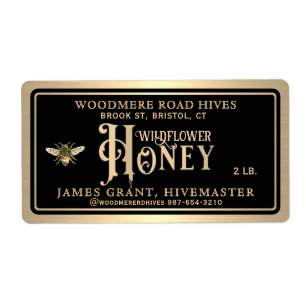 Etiqueta Rótulo de Jar de Mel com pingar de abelha e mel