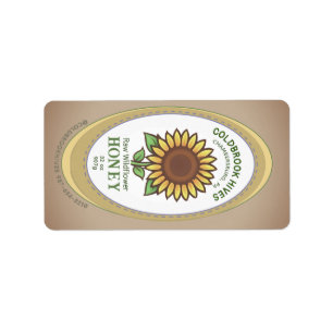 Etiqueta Rótulo de Mel de Girassol Pontilhado na Borda Oval